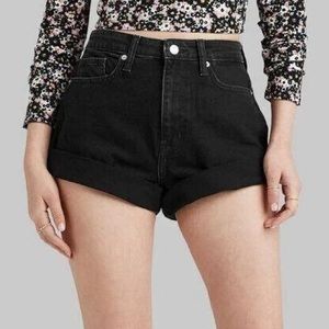 NWT Black Denim High Rise Mom Shorts Jeans Cheeky Highest New Wild Fable Size 8